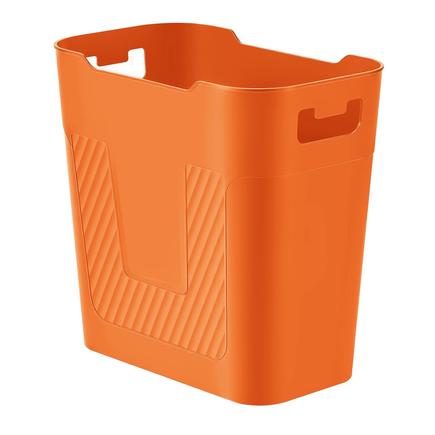ASFUSS Small Orange Trash Can Wastebasket, 2.9 Gallon Plastic Garbage Can Waste Basket for Narrow Spaces Bathrooms Laundry Room Kitchens Offices Kids Rooms (Orange)