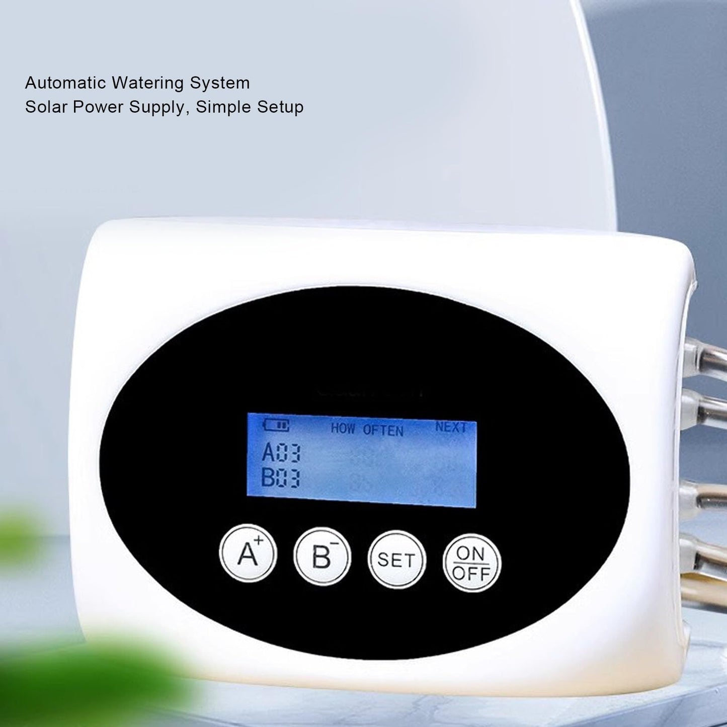 LCD Automatic Drip Irrigation Kit for 15 Plants, Plant Self Watering System Device with Dual, USB or Solar Powered, Programmable Solar Watering System