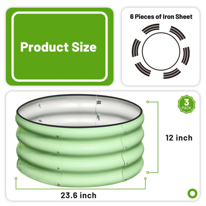 SnugNiture 2x2x1ft Round Galvanized Raised Garden Bed Kit Outdoor, Metal Planter Box for Planting Plants Vegetables, Green