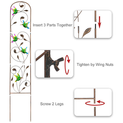 SUNNYPARK Set of 2 Hummingbird Metal Garden Trellis for Climbing Plants, Decorative Vegetables Flowers Vine Trellis for Outdoor Patio 60'' H x 11'' W