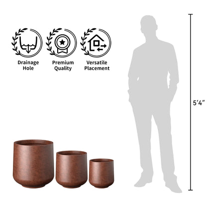 Kante 11.6" Dia Round Concrete Planter, Outdoor Indoor Large Plant Pots Containers with Drainage Hole and Rubber Plug for Home Garden Patio, Rusty