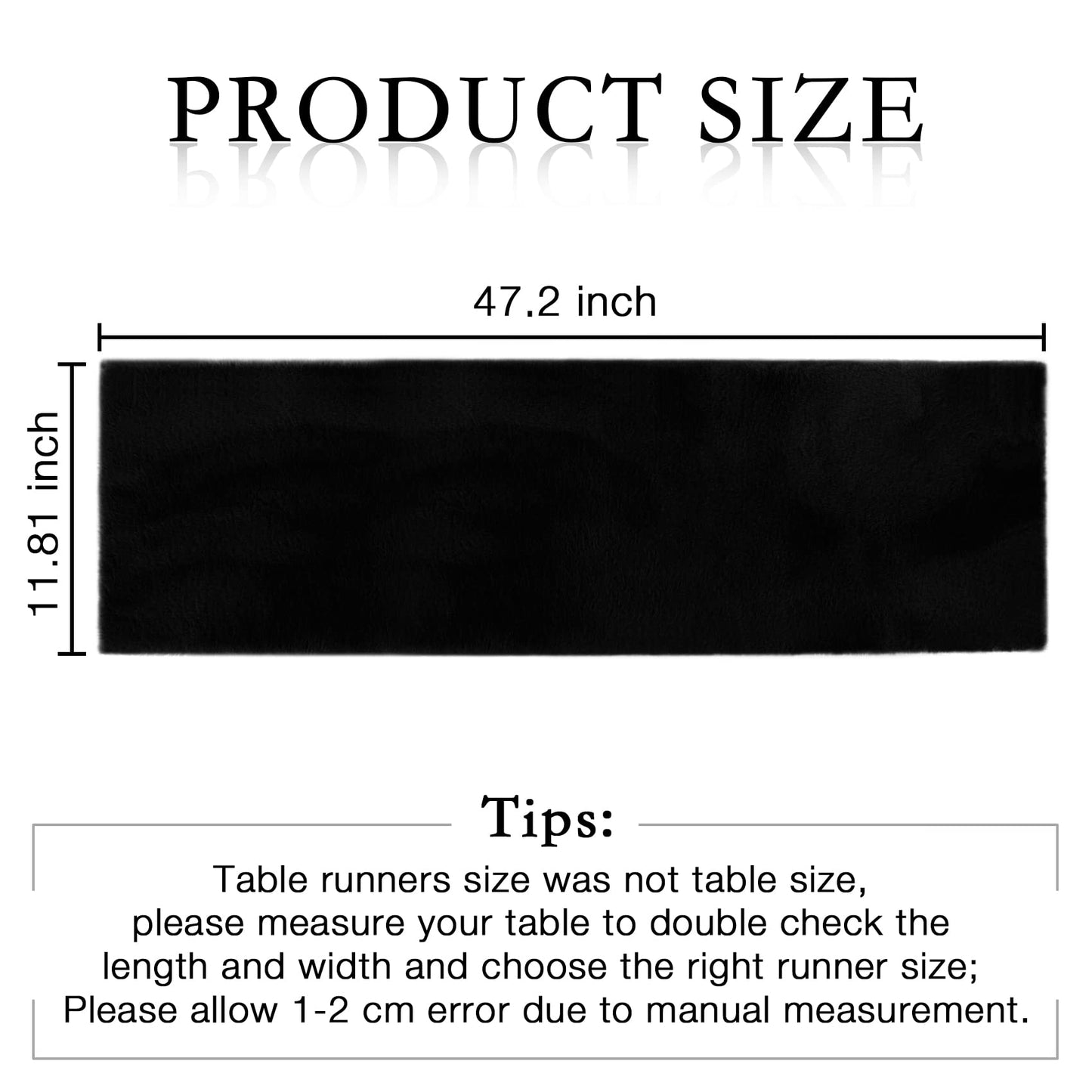 duduta Black Faux Fur Table Runner 48 inches Long, Luxury Fluffy Dresser Runner Nightstand Covers Halloween Wedding Holiday Decor