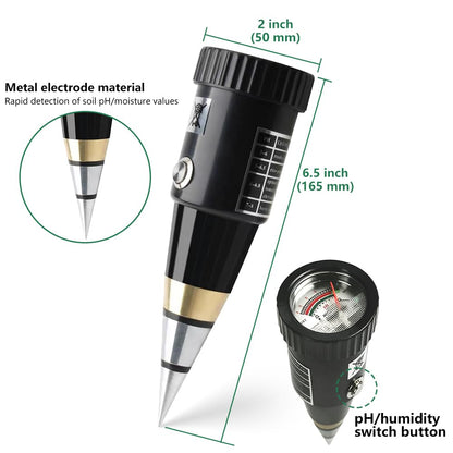 METINFUS Soil PH Meter, Soil Moisture Sensor Meter, Soil PH Tester Gardening Tool Kits for Plant, Tree, Soil Tester for Moisture Great for Garden, Lawn, Farm, Indoor & Outdoor Use