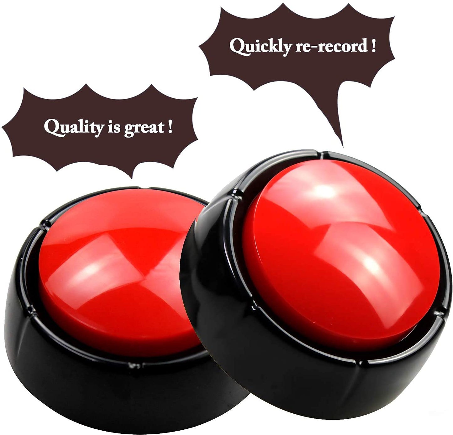 Recordable Button Easy Button Record Talking Button Sound Button 30 Seconds Dog Buttons for Communication Pet Training Buzzer, Funny Gift for Study Office Home (Red)