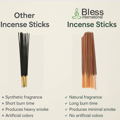 Bless-Ocean-Salt 100%-Natural-Handmade-Hand-Dipped-Incense-Sticks Organic-Chemicals-Charcoal-Free Purification-Relaxation-Positivity-Yoga-Meditation Best-Woods-Scent (100 Sticks(5.25 OZ))