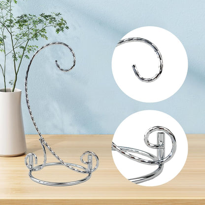 YY YEARCHY Ornament Display Stand for Mini Hanging Glass Globe Ball, Air Plant Flower Holder (Silver, 7.7" x 4.3")