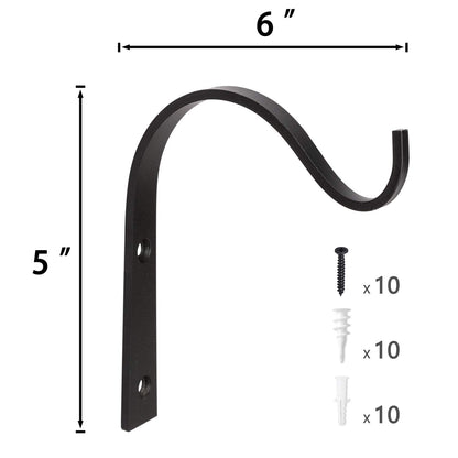 Mkono 4 Pack Iron Wall Hooks for Hanging Plant Lanterns, Plant Hanger Fence Metal Bracket for Bird Feeders, Wind Chimes, Mason Jar Sconces, Light Outdoor Indoor Rustic Home Decor, 6 Inch