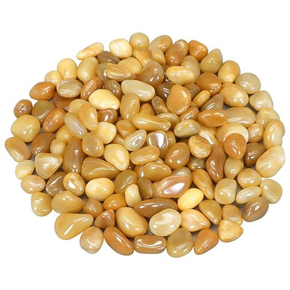 River Rocks for Landscaping,Virekm Decorative Ornamental Pebbles Garden Landscaping Stones Gravel Filler for Home Decoration Flower Bed Fish Tank Plants Vases Succulents (1, Yellow, 5 Pounds)