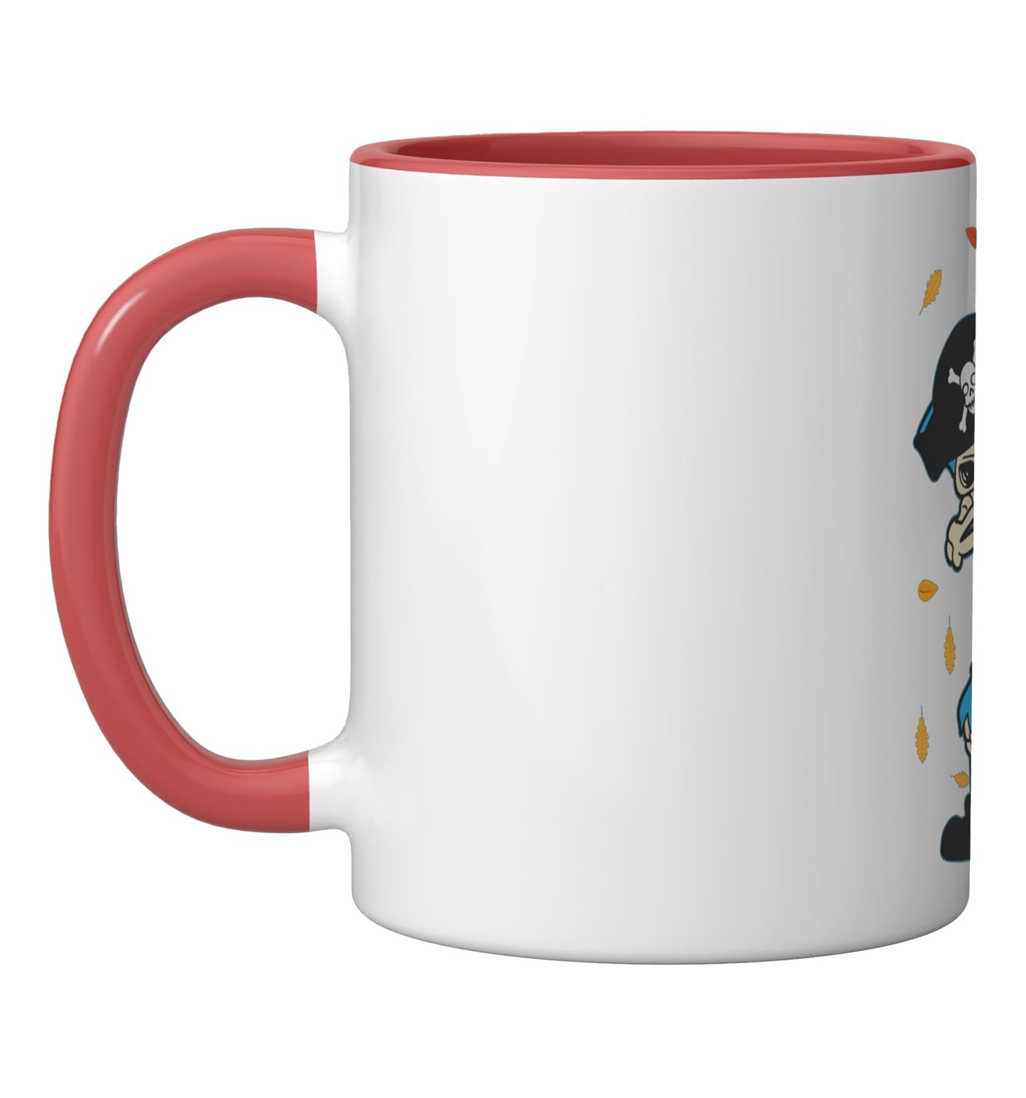 Halloween Dabbing Pirate Skeleton Funny Dab Dance Pose Scary Ceramic Mug, Red/White