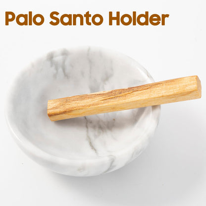 Fasolahome 4 in 1 Incense Burner, Marble Palo Santo Holder, Smudge Bowl for White Sage, Sage Holder Incense Cone Holder 4.7 inches Ash Catcher Tray for Meditation