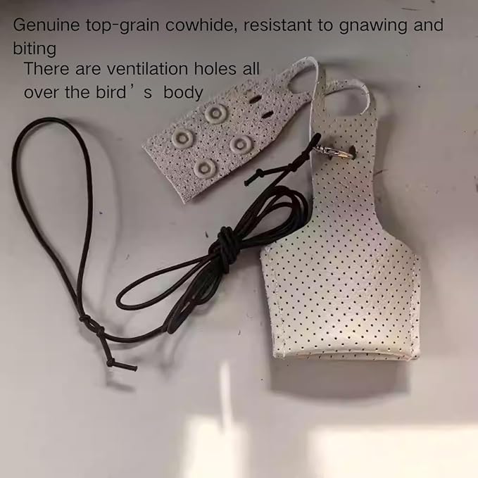 Premium Genuine Cowhide Bird Flight Harness Anti Bite Breathable Parrot Diaper Parrot Suit with Leash for Parakeet Conure Quaker Flying Clothes Rope and Handle (Without Leash,2M)