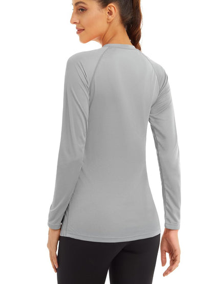 MAGCOMSEN Womens Rash Guard Long Sleeve SPF Swim Shirts for Women UV Protection Hiking Shirts for Women Quick Dry Running Shirts Fishing Shirts Light Grey