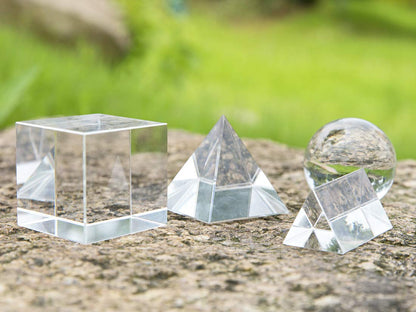 QFkris 4 Pack K9 Optical Crystal Photography Prism Set and Glass Mixing Color Cube Bundle