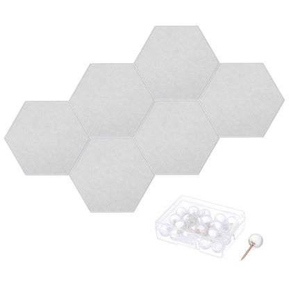 PATIKIL Felt Bulletin Board, 12"x10", 6 Packs Self Adhesive Hexagon Felt Tiles for Sound Proofing Wall Panels for Home Office Recording Studio,Game Room, Gray