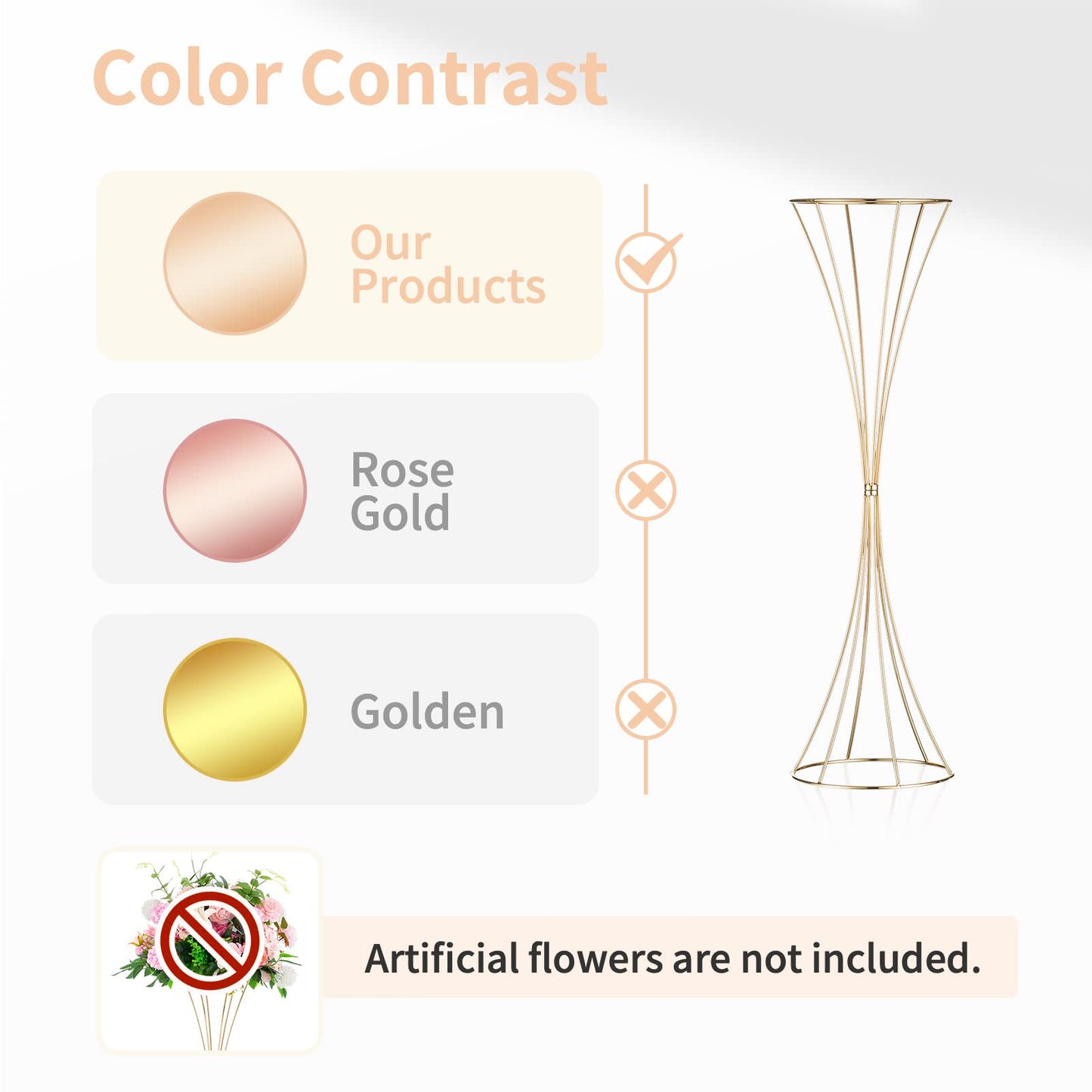 NUPTIO 2 Pcs Gold Vases for Centerpieces, 31.1in Tall Metal Trumpet Vase, Road Lead for Wedding Party Dinner Centerpiece, Flower Stand for Christmas Anniversary Birthday Home Decoration