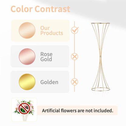NUPTIO 2 Pcs Gold Vases for Centerpieces, 31.1in Tall Metal Trumpet Vase, Road Lead for Wedding Party Dinner Centerpiece, Flower Stand for Christmas Anniversary Birthday Home Decoration
