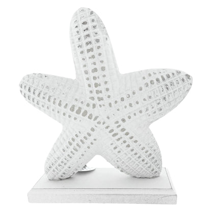 The Bridge Collection Whitewashed Wooden Figurine Coastal Nautical Unique Home Beach Decor (Starfish)