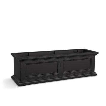 Mayne Fairview 3ft Durable Self Watering Window Box Planter with Wall Mount Brackets, UV & Weather Resistant, Double Wall Design, New England Architecture for Outdoor Décor, Black