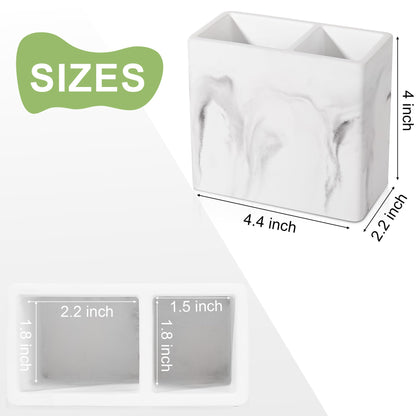 Diatomite Toothbrush Holders for Bathrooms, Electric Toothbrush and Toothpaste Holder Tooth Brush Organizer for Bathroom Countertop, Shower, Vanity - Marble White