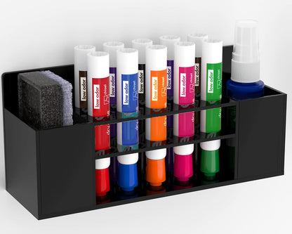 HBlife Acrylic Dry Erase Marker Holder Wall Mount, 10 Slots Whiteboard Marker Holder for Office, School and Home, Marker, Eraser and Whiteboard Cleaner Not Included, Black