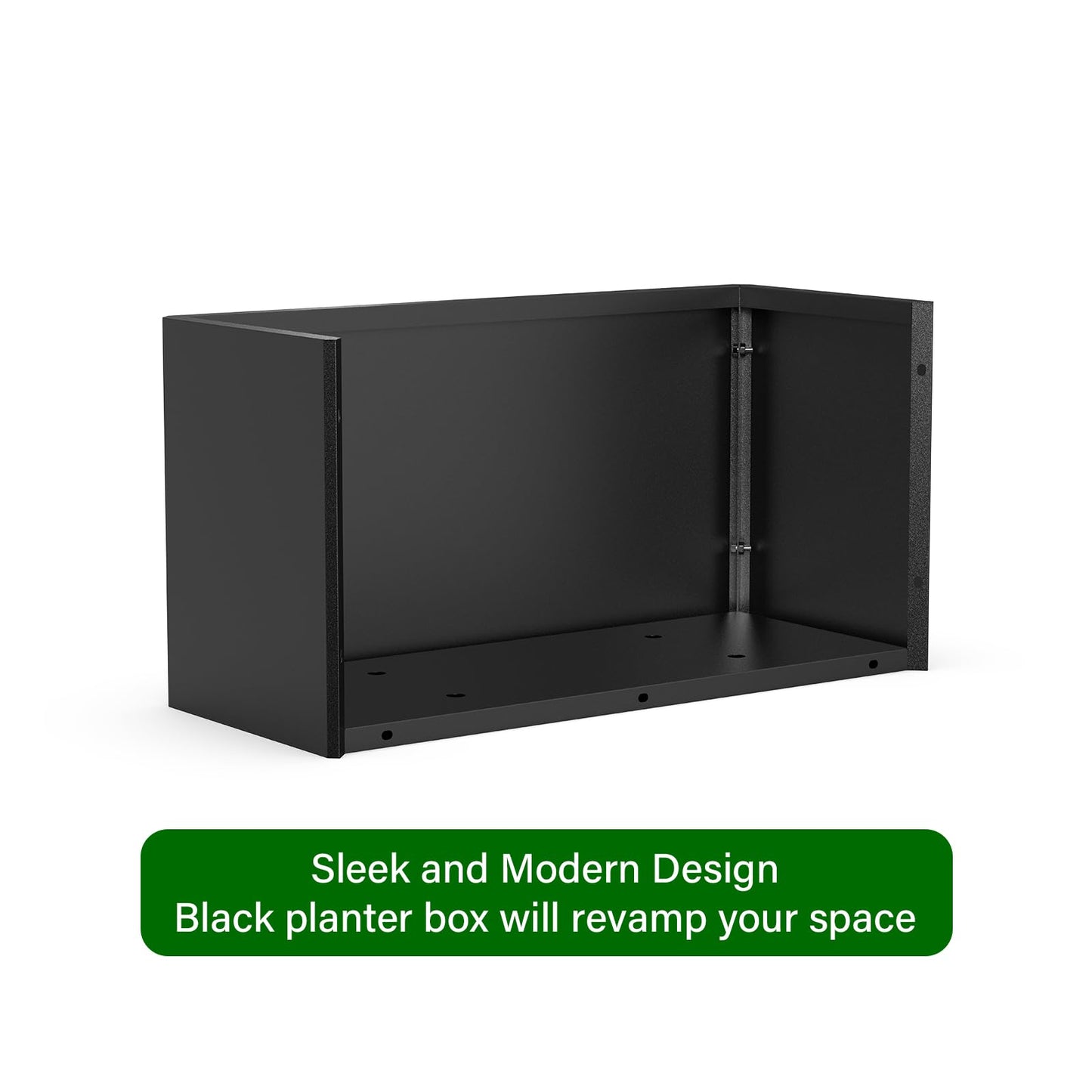 Metal Planter Box - Heavy Duty Rectangular Trough, All-Weather Rust-Resistant Design with 6 Drainage Holes | Large 36x15x15 Inch for Patio, Porch & Garden | Black