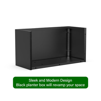 Metal Planter Box - Heavy Duty Rectangular Trough, All-Weather Rust-Resistant Design with 6 Drainage Holes | Large 36x15x15 Inch for Patio, Porch & Garden | Black