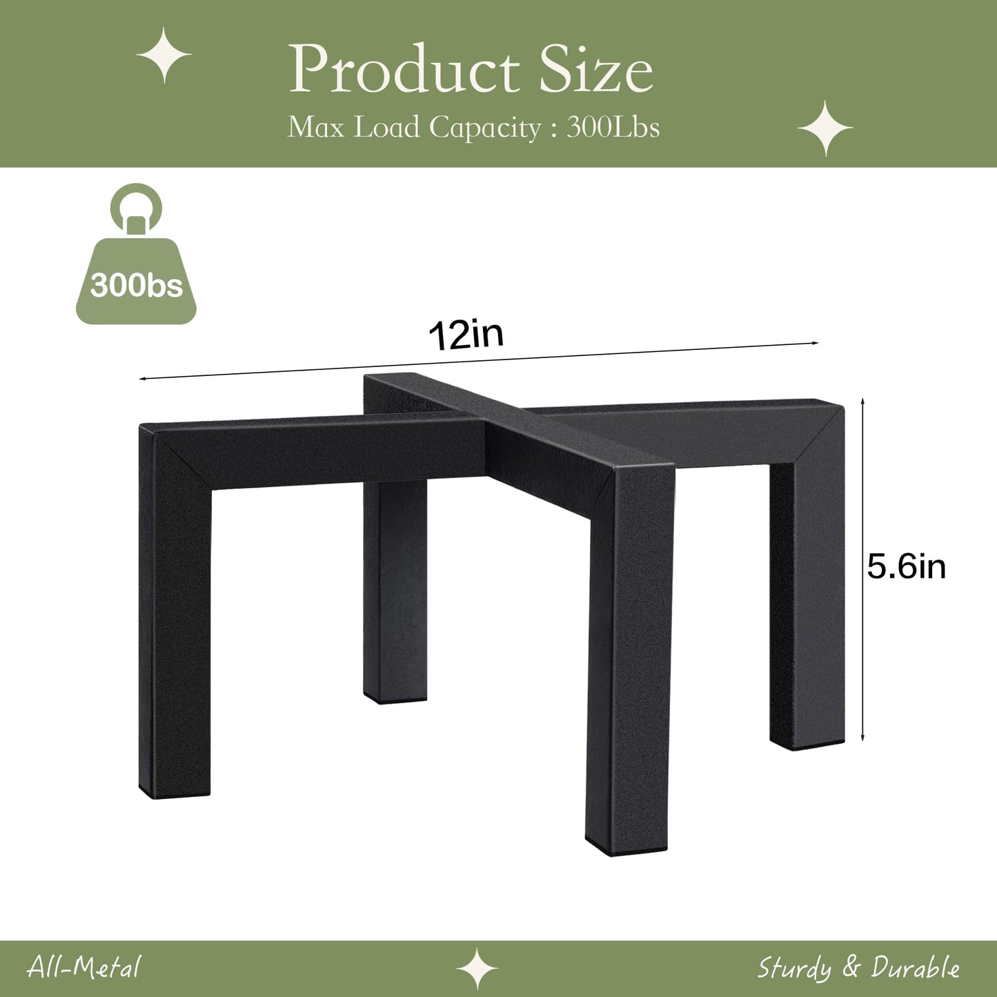 Kriico 2 Pack 12" Metal Plant Stand Indoor Outdoor, Heavy Duty Plant Stools Indoor, Mid Century Modern Planter Holders, Low Short Plant Pot Stands, Black, Fit 5"-12" Pot