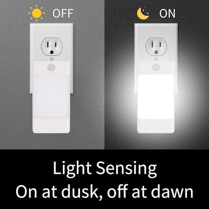 4-in-1 LED Night Light Emergency Backup Light, Motion Sensor, Dusk-to-Dawn Sensor, Rechargeable Battery Operated 5000K Daylight White, LED Flash Light for Home, Power Failure, Hurricane, 2Pack