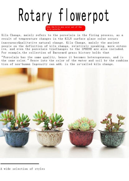 Ceramic Succulent Planter Pot with Drainage Planting Pot Flower Pots Small Planter Pots Flowing Glaze Base Serial Set with Holes