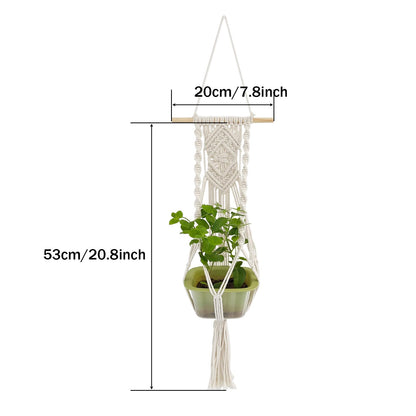 GRSECPO Boho Macrame Plant Hangers Set of 2 - Hanging Planter with Patterns, Handmade Cotton Rope Hanging Baskets for Indoor Outdoor Plants, Bohemian Home Wall Decor Art