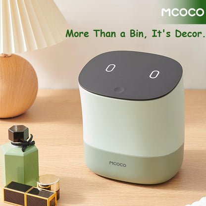 MCOCO Mini Trash Can with Pop Up Lid Portable mini Garbage can Little Plastic Trash Bin for Bedroom Bathroom Desk Coffee Table or Kitchen 0.4 Gallon White with 30 Trash Bags