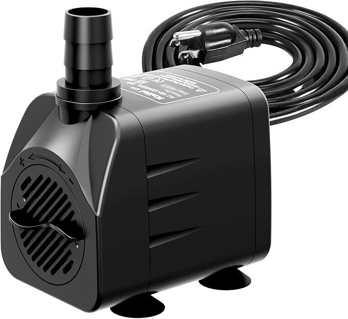 Knifel Submersible Pump 400GPH with AUTO-Shut-Off 6.5ft High Lift for Fountains, Hydroponics, Ponds, Aquariums & More