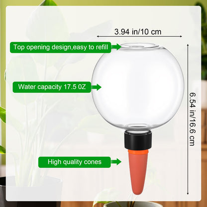 Kifmurase 6Pcs Self-Watering Globes for Indoor Plants, Automatic Watering Planter Insert, Slow Release Terracotta Planter Insert, 17.5oz Watering Bulbs with Slow Release Control Water Dripper