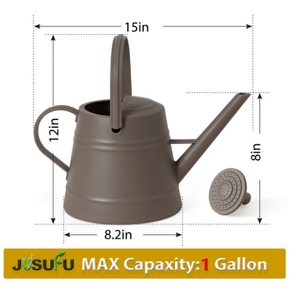 1 Gallon Watering Can for Plants, Watering Cans for Indoor&Outdoor Gardening, Water Can with Ergonomic Movable Handle (Brown)