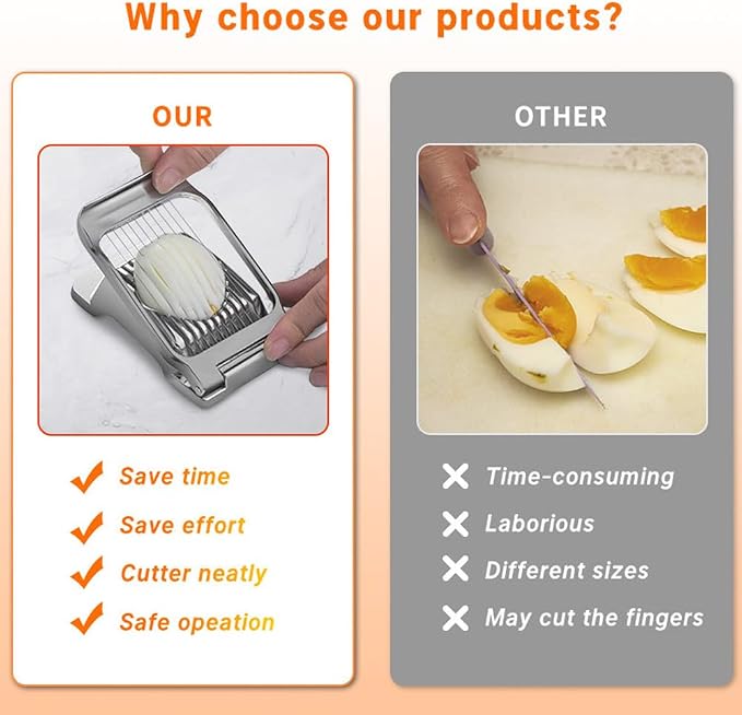Egg Slicer for Hard Boiled Eggs, Aluminum Alloy Cutter with Cleaning Brush, 9.65 x 2.76 x 4.92 in, for Eggs, Strawberries, Mushrooms and Soft Foods, Silver