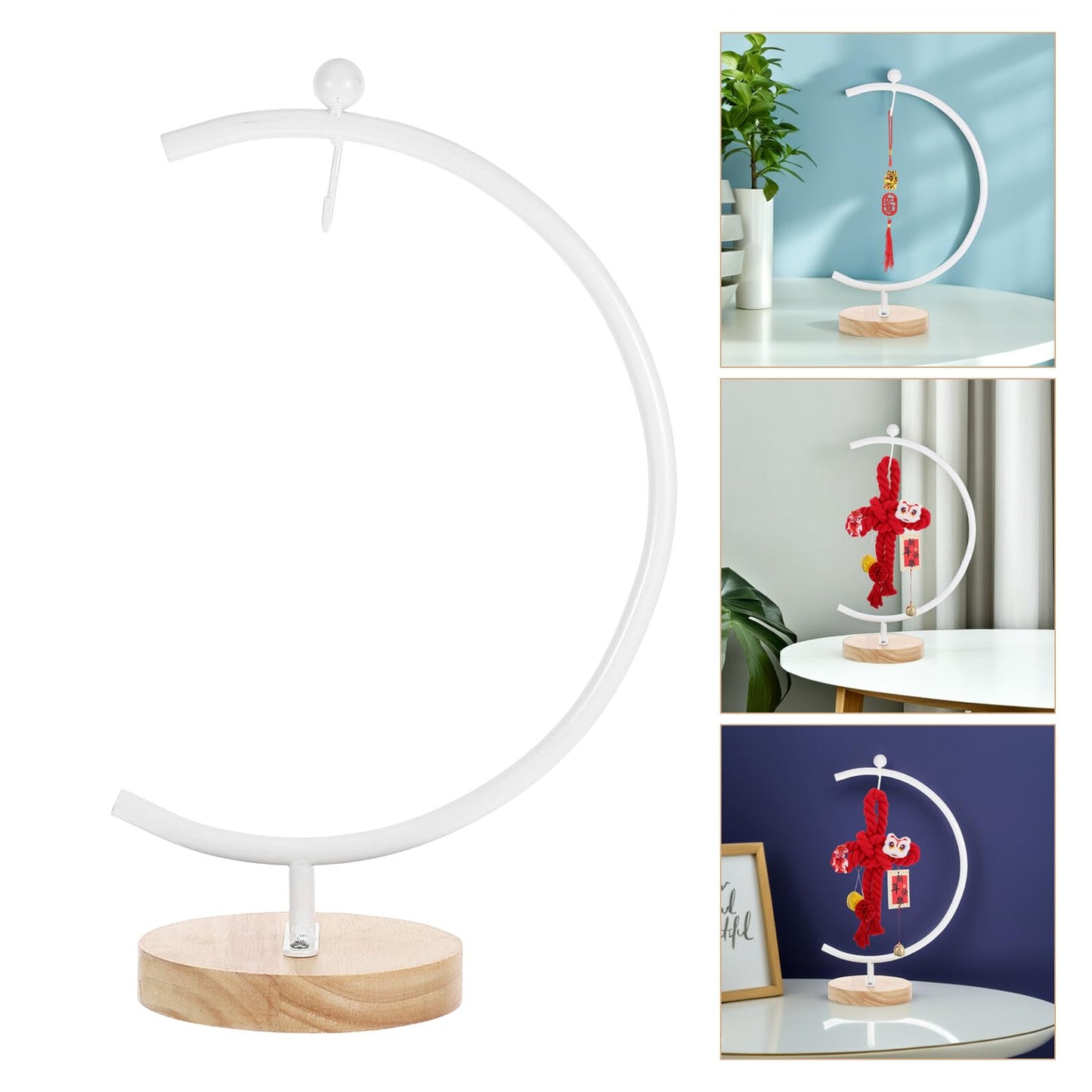 SHINEOFI Ornament Display Stand with Base Iron Hook Rack for Hanging Glass Vase Holder Terrarium Air Plant Holder Stylish Home Decor for Wedding and Office