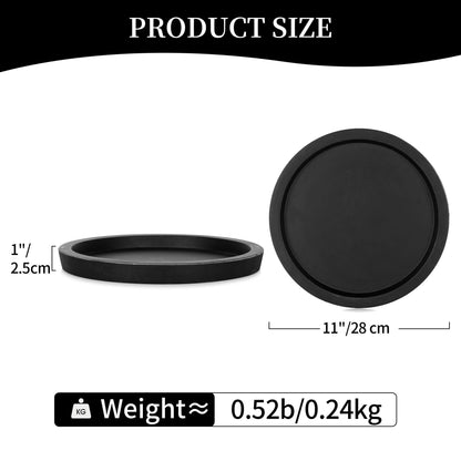 Hanobe Candle Plate Holder Tray: Round Wood Decorative Candle Plate - Rustic Farmhouse Coffee Table Decor - Tealight Pillar Trays for Home Decor (Black)