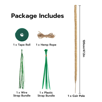 Mcbazel 47 Inch Moss Pole for Plants Monstera, Monstera Plant Support Stick, Bendable Moss Poles Plant Support Stick for Climbing Plants, Stick Support Stake Kit for Potted Plants, Pothos,Philodendron