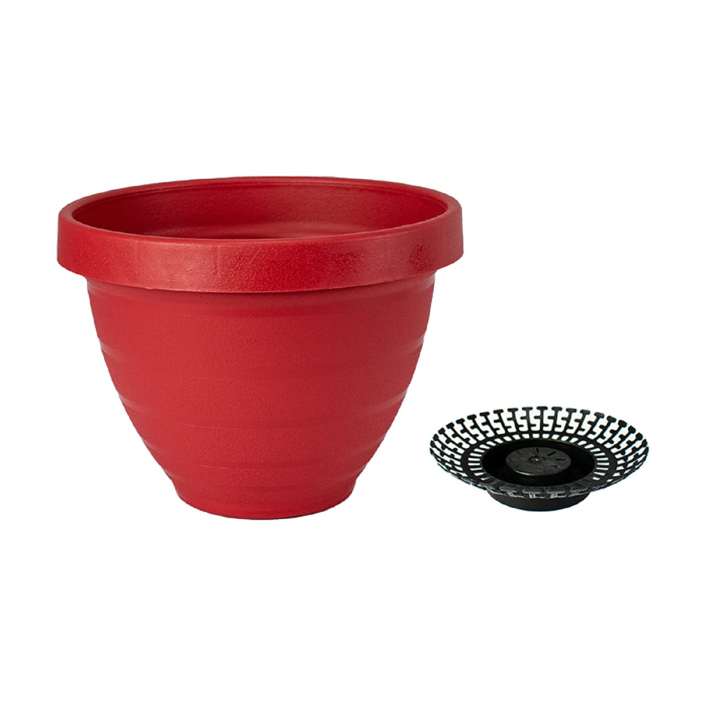 The HC Companies Rings Flower Planter - Self Watering Plant Pots for Herbs & More - Round Lightweight Outdoor & Indoor Planter (8" Warm Red, Pack of 2)