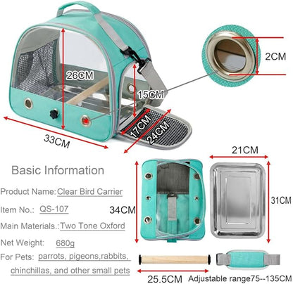 Portable Parrot Bag Bird Backpack with Perch for Birds Cage Side Window Foldable Samll Pet Travel Cage Bird Supplie J5j6 (Printing)