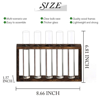XXXFLOWER Plant Propagation Station,Plant Terrarium Wooden Stand with 5 Test Tubes,Glass Planters for Indoor Plants,Plant Lover Gifts for Women Mom Wife Daughter,Garden Office Room Decoration