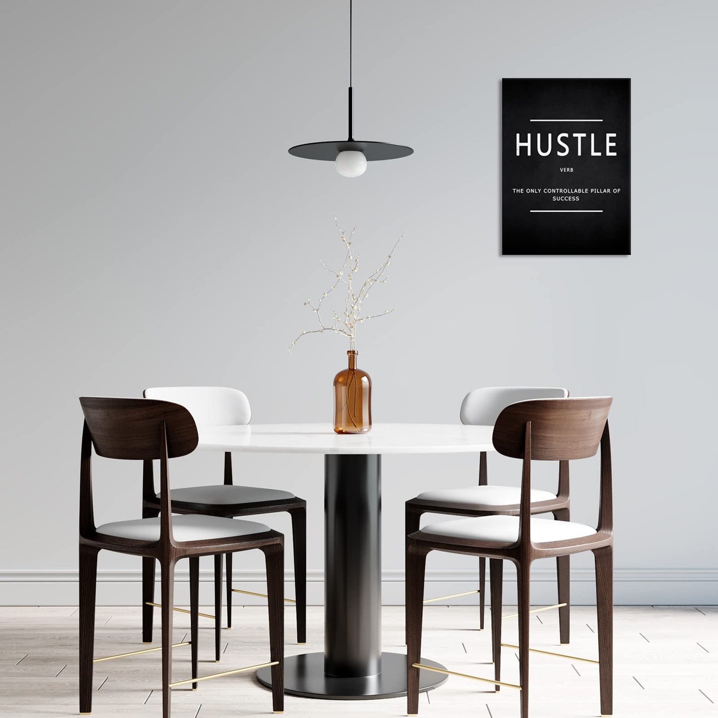 Hustle Wall Art Motivational Quotes Wall Art Decor for Office Bedroom Artwork Framed and Ready to Hang(12×18inch)