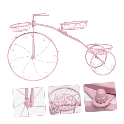 BCOATH Bicycle Plant Stand Multi-layer Flowerpot Rack Creative Iron Display for Balcony and Garden Durable and Unique Flower Holder Pink Color