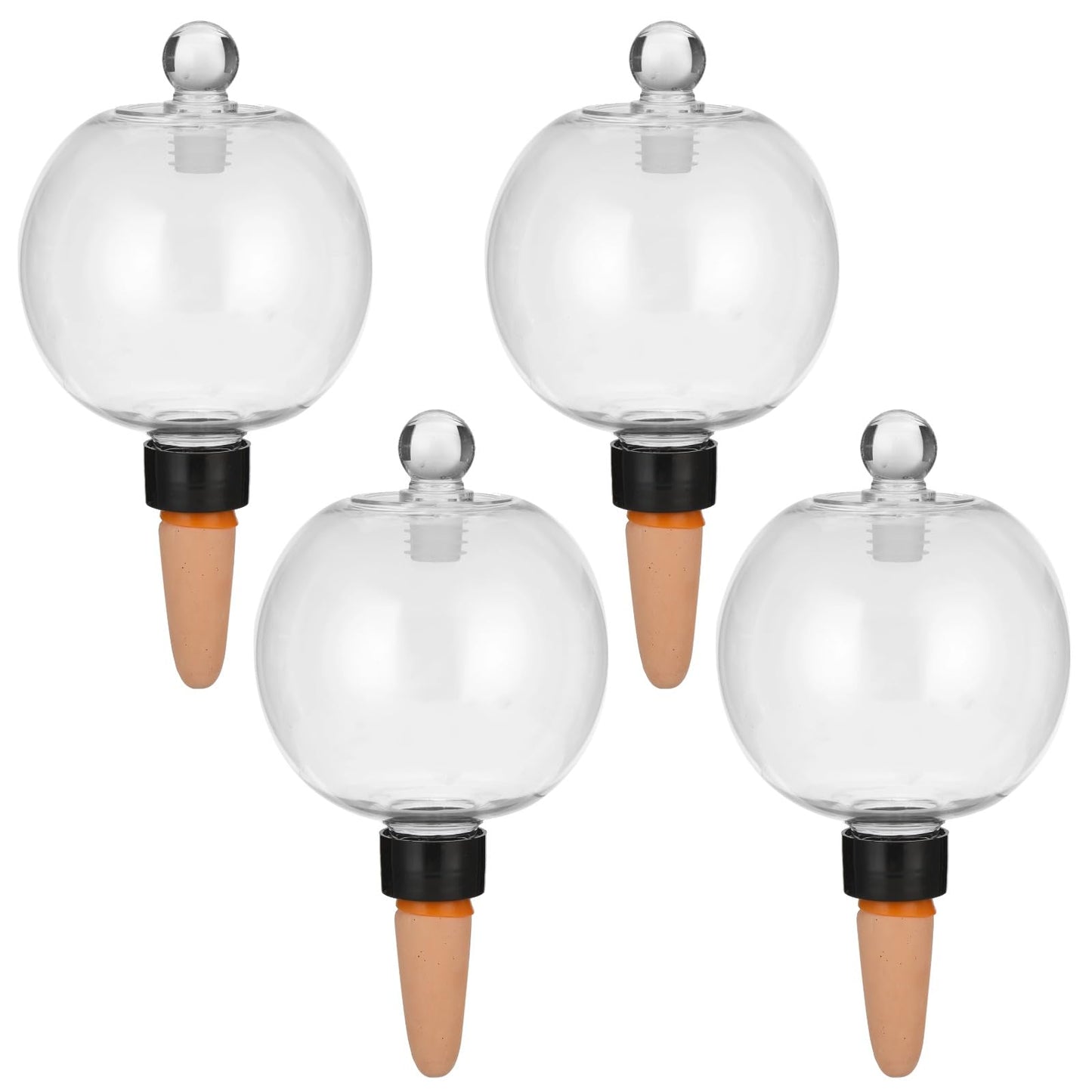 4 PCS Large Plant Self-Watering Globes, 16.9 oz Slow Release Watering Bulb with Ceramic Spike Stake, Top Fill Plastic Water Orbs, Automatic Irrigation Insert for Home Garden Office