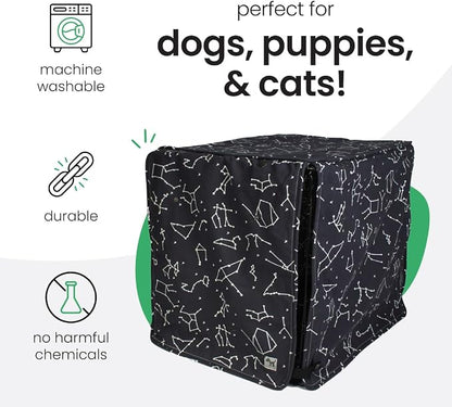 Molly Mutt Rocketman Dog Crate Cover, 100% Cotton Canvas Cover with 2 Roll-Up Panels, Ideal for Dog or Cat Crate, Durable, Washable, and Free of Harmful Chemicals, 24" x 18" x 21"