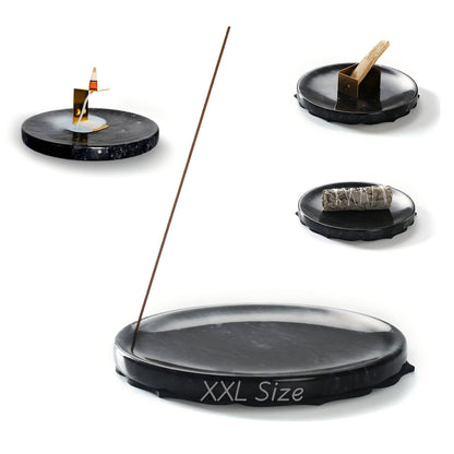 5-in-1 Multi-Function Marble Incense Holder | 7.1-Inch Natural Marble Burner, All-in-One for Cones & Sticks, Heat-Resistant Aromatherapy Tray with Non-Slip Base (Gift Box Included)