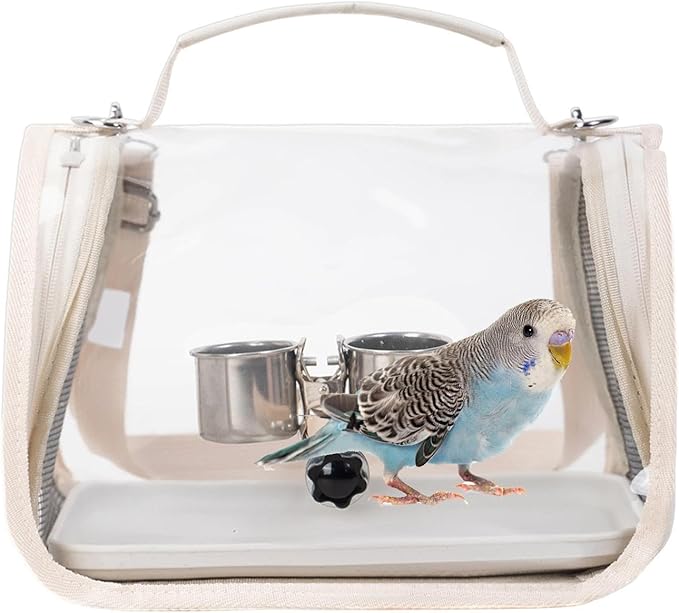 Breathable Bird Backpack, Transparent Travel Carrier, with Perch Stand, 35cm Ventilated Pet Bag with Clear Window Design, Bird Transport with Portable Style, Pet Carrier for Outdoor Travel Camping