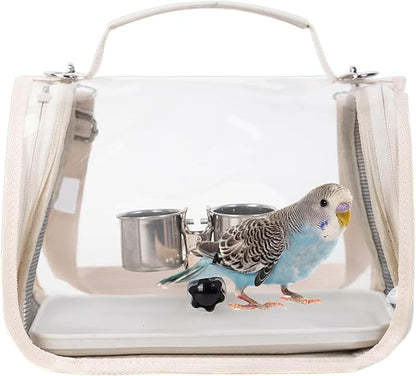 Breathable Bird Backpack, Transparent Travel Carrier, with Perch Stand, 35cm Ventilated Pet Bag with Clear Window Design, Bird Transport with Portable Style, Pet Carrier for Outdoor Travel Camping