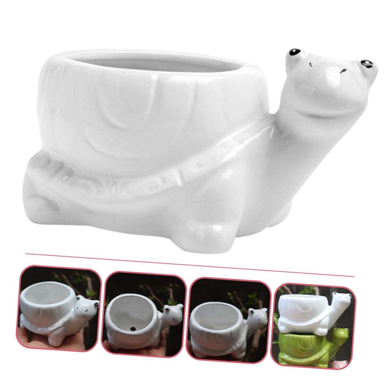 Ciieeo Ceramic Turtle Succulent Planter Pot Cute Cartoon Flower Container for Plants for Home Office Desk Decor Vibrant Garden Decoration