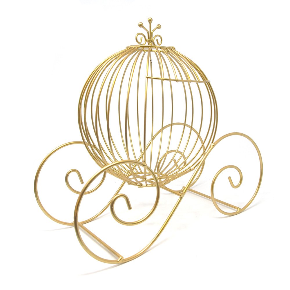 Homeford Metal Wire Pumpkin Coach, Gold, 15-Inch